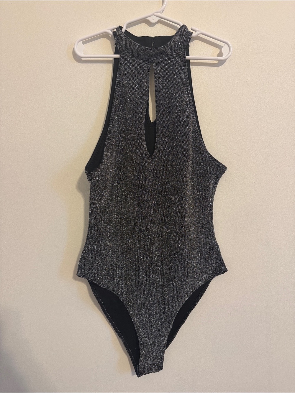H&M Silver Glitter Halo Neck Bodysuit